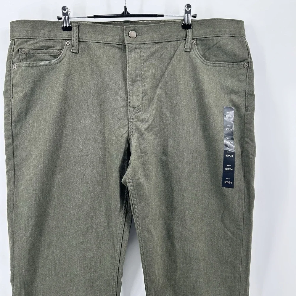Banana‎ Republic Travel Jeans Mens 40x34 Olive Green Slim Fit Pants NEW